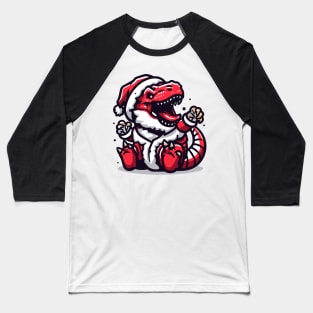 Santa's Dino Baseball T-Shirt